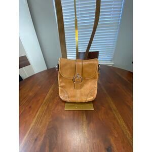 VINTAGE Coach Crossbody Burnished Leather Tan Saddlebag Purse